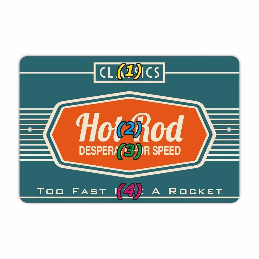 【長方形看板】レトロ・ホットロッド看板/アメリカ製オリジナル看板(約20x30cm) PL8HERO