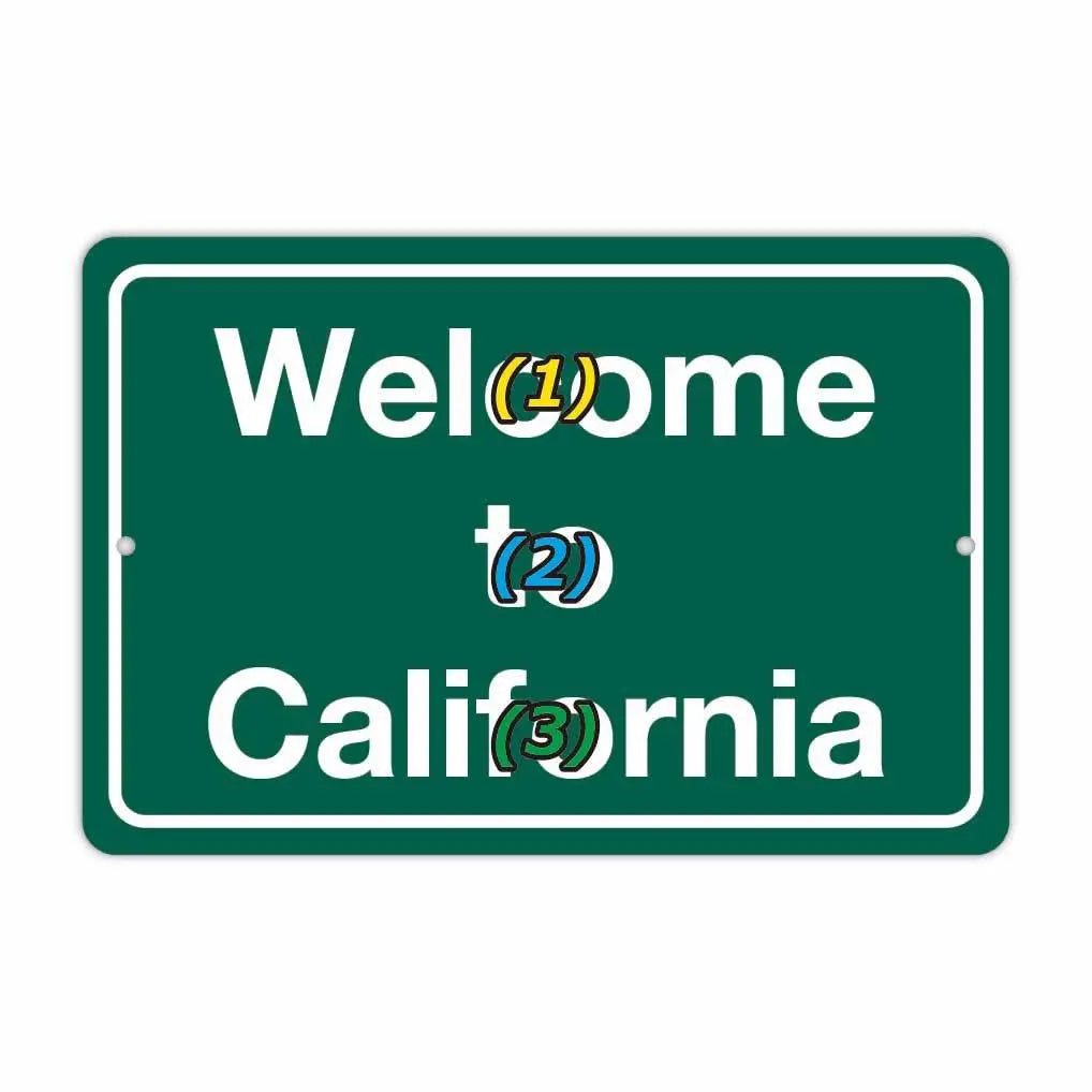【長方形看板】カリフォルニアへようこそ/アメリカ製オリジナル看板(約20x30cm) PL8HERO