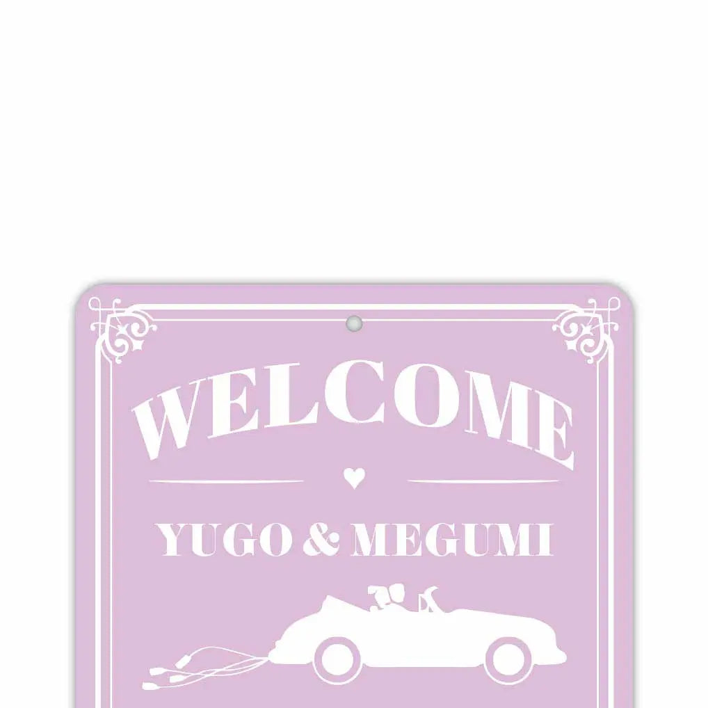 【長方形看板】ウェディングウェルカムボード・カー・ピンク/アメリカ製オリジナル看板(約20x30cm) PL8HERO