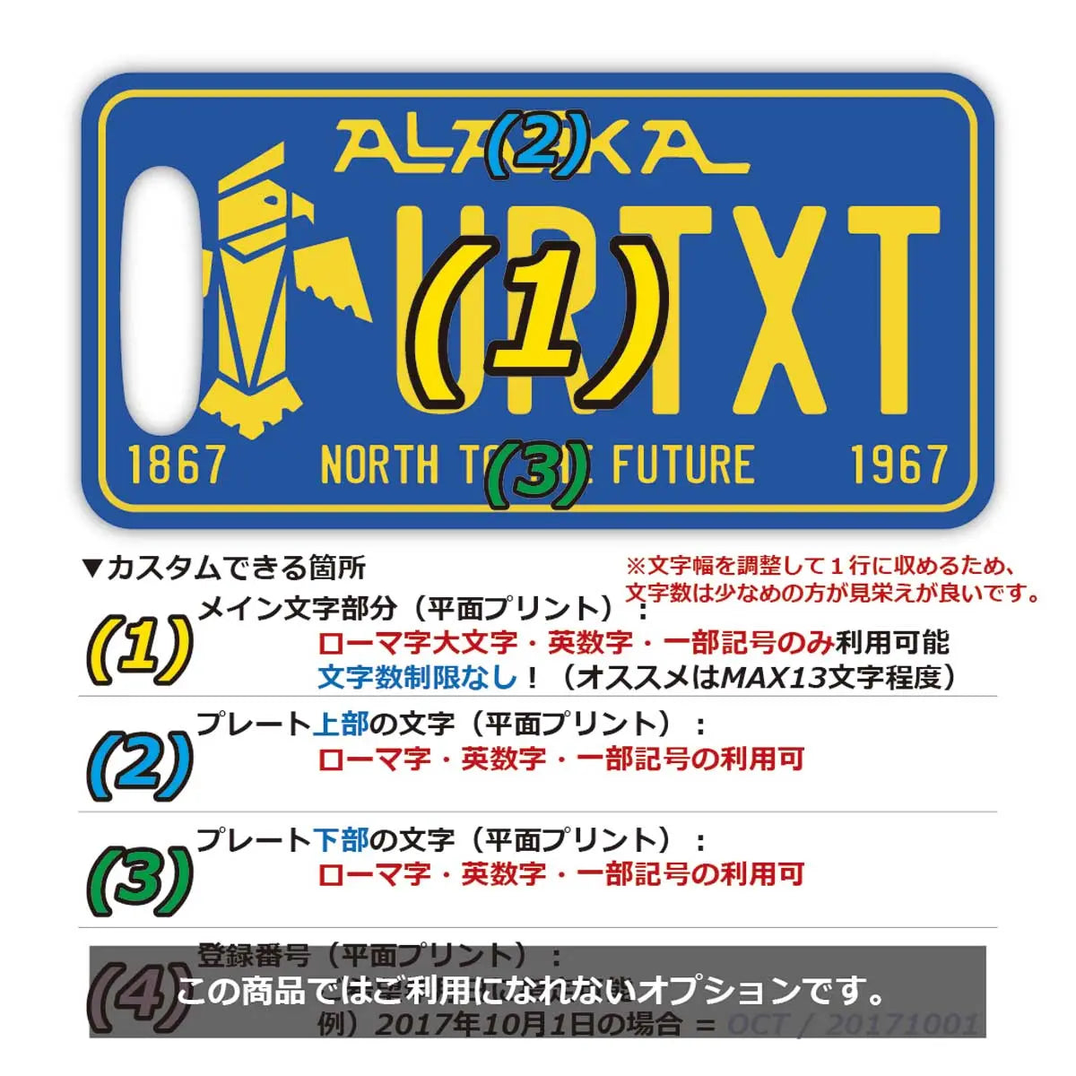 【ラゲッジタグ】アラスカ67/オリジナルアメリカナンバープレート型・おしゃれ ・紛失防止タグ PL8HERO