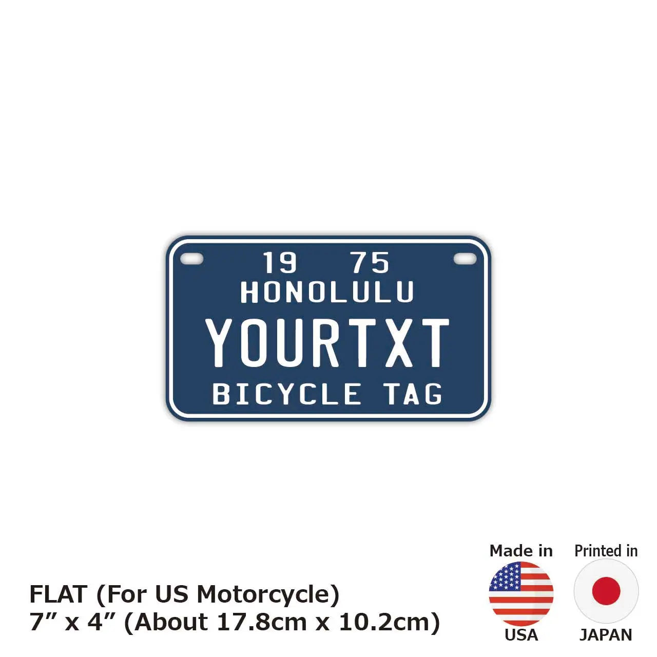 【中・USバイク用】ハワイ自転車タグ・ブルー/オリジナルアメリカナンバープレート PL8HERO