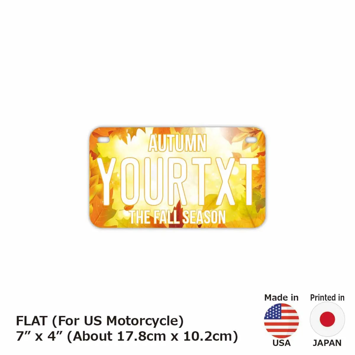 【中・USバイク用】紅葉・イエロー/オリジナルアメリカナンバープレート PL8HERO