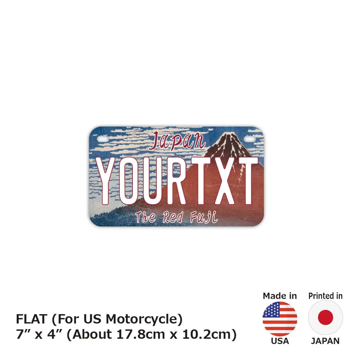 【中・USバイク用】葛飾北斎・冨嶽三十六景・凱風快晴・赤富士/オリジナルアメリカナンバープレート PL8HERO