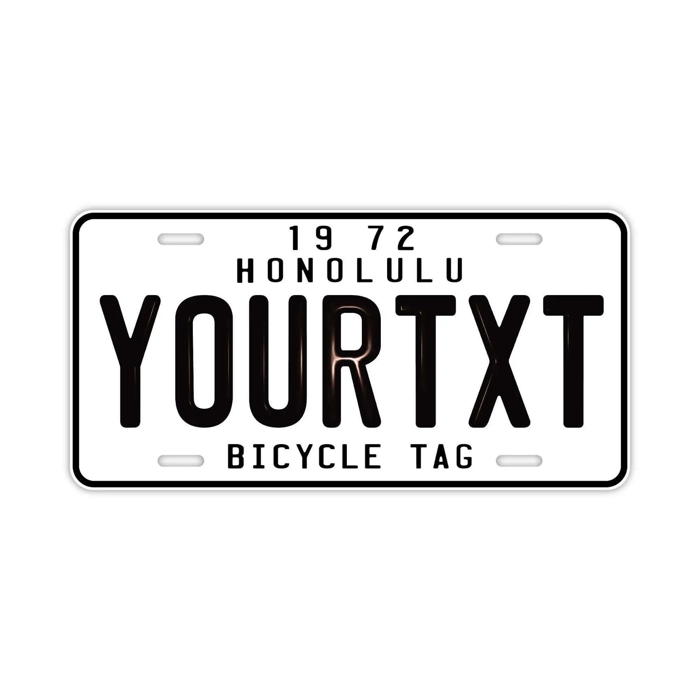 【大・US車用】ハワイ自転車タグ・ホワイト/オリジナルアメリカエンボスナンバープレート おしゃれ表札看板 PL8HERO