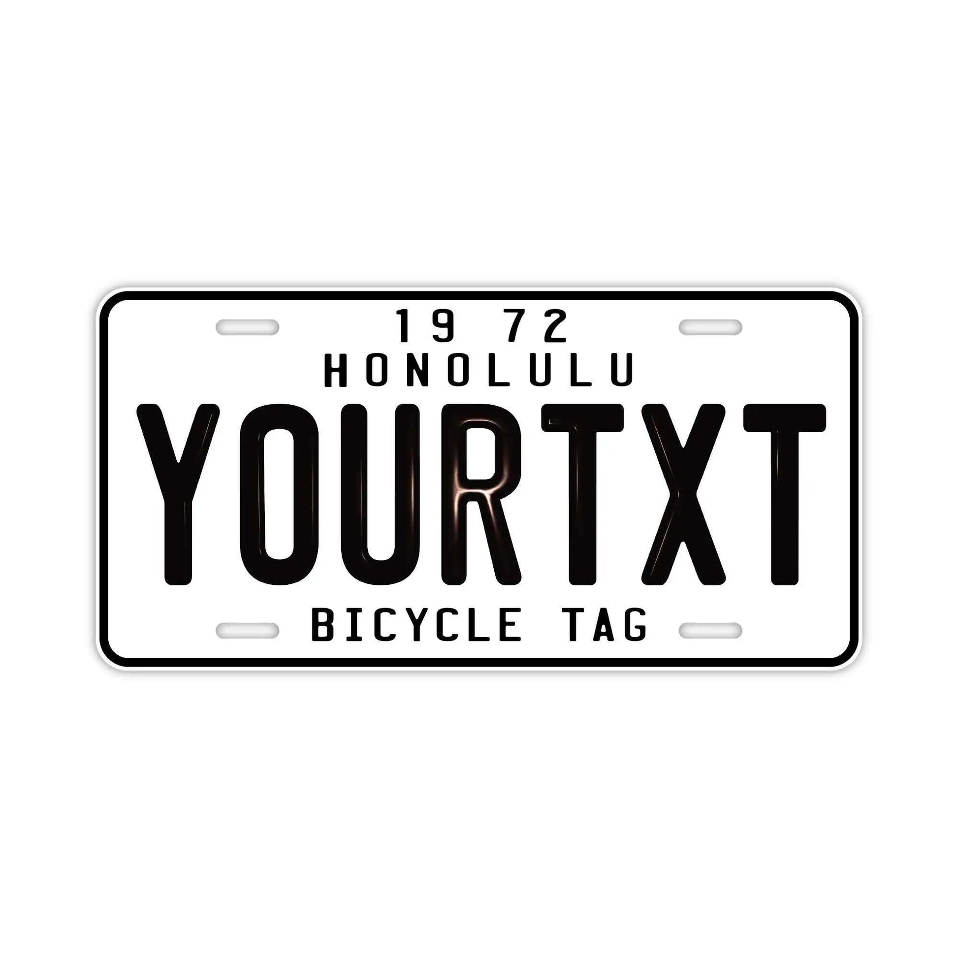 【大・US車用】ハワイ自転車タグ・ホワイト/オリジナルアメリカエンボスナンバープレート おしゃれ表札看板 PL8HERO
