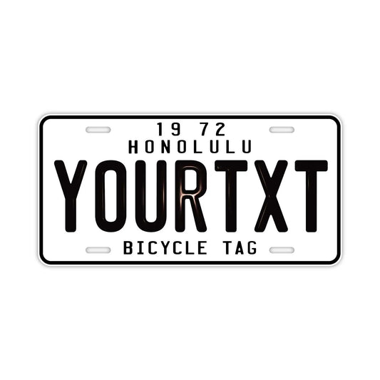 【大・US車用】ハワイ自転車タグ・ホワイト/オリジナルアメリカエンボスナンバープレート おしゃれ表札看板 PL8HERO