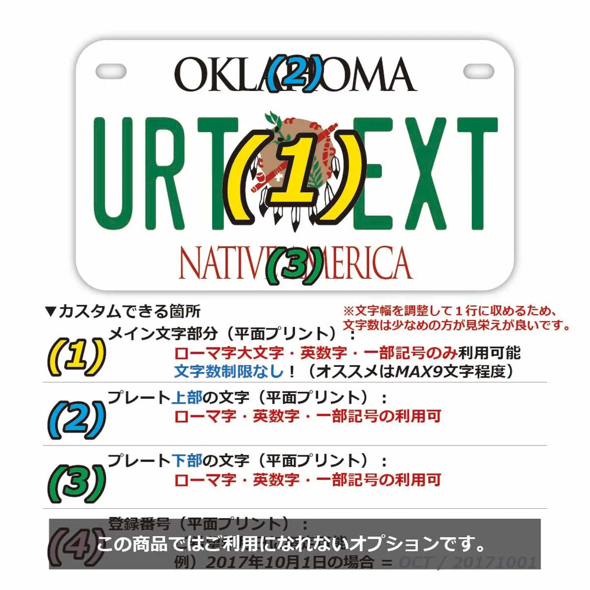 【中・USバイク用】オクラホマ1994/オリジナルアメリカナンバープレート PL8HERO