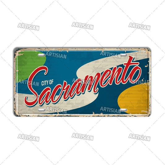 壁掛けライセンスプレート看板・USシティーコレクション - Sacramento