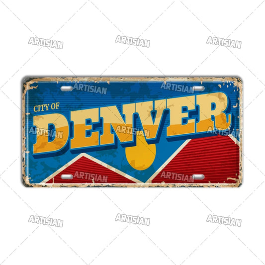 壁掛けライセンスプレート看板・USシティーコレクション - Denver