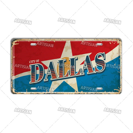 壁掛けライセンスプレート看板・USシティーコレクション - Dallas