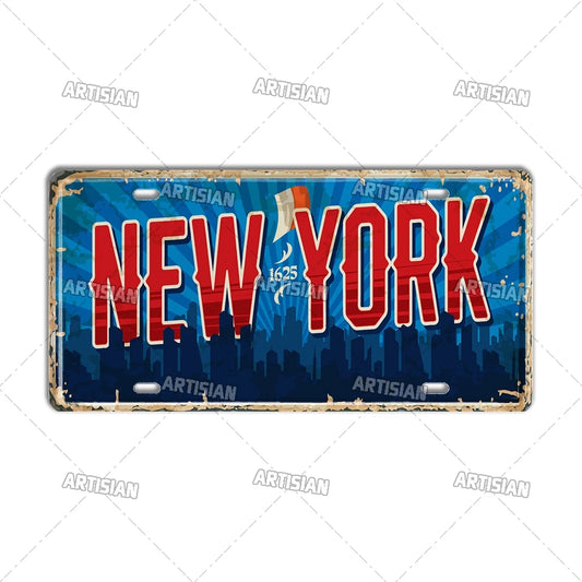 壁掛けライセンスプレート看板・USシティーコレクション - New York