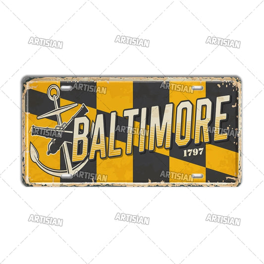 壁掛けライセンスプレート看板・USシティーコレクション - Baltimore