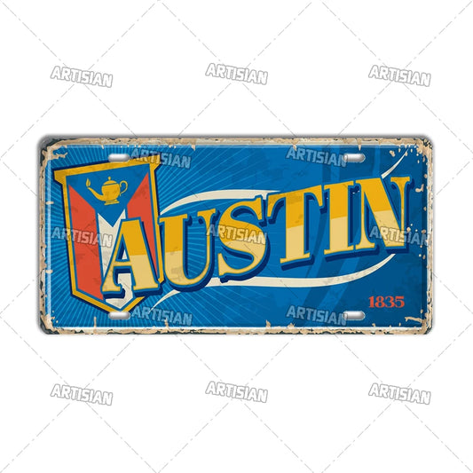 壁掛けライセンスプレート看板・USシティーコレクション - Austin