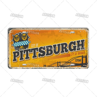 壁掛けライセンスプレート看板・USシティーコレクション - Pittsburgh