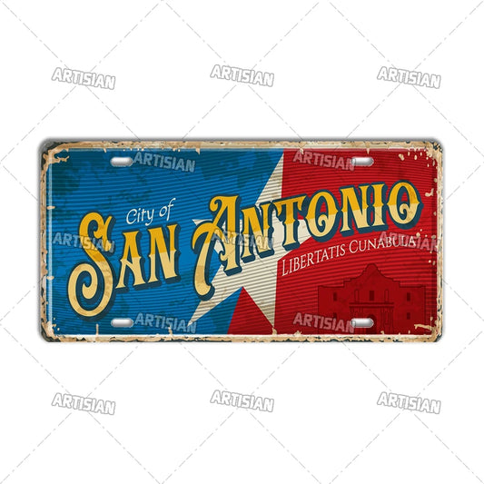 壁掛けライセンスプレート看板・USシティーコレクション - San Antonio