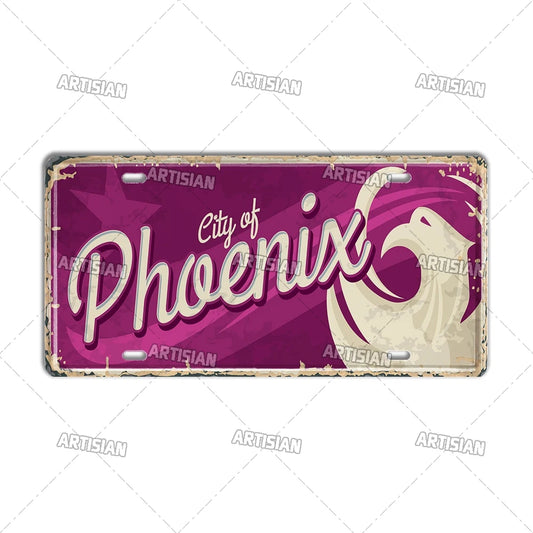 壁掛けライセンスプレート看板・USシティーコレクション - Phoenix