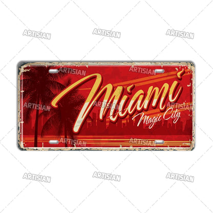 壁掛けライセンスプレート看板・USシティーコレクション - Miami
