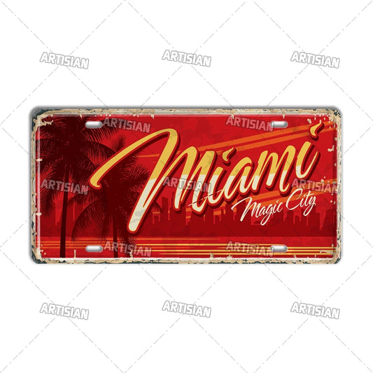 壁掛けライセンスプレート看板・USシティーコレクション - Miami