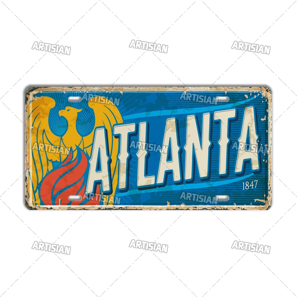 壁掛けライセンスプレート看板・USシティーコレクション - Atlanta