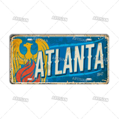 壁掛けライセンスプレート看板・USシティーコレクション - Atlanta