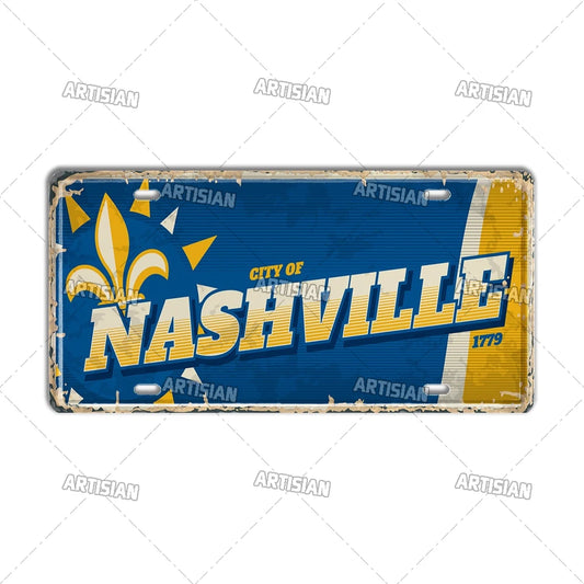 壁掛けライセンスプレート看板・USシティーコレクション - Nashville