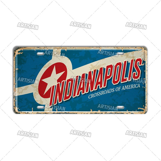 壁掛けライセンスプレート看板・USシティーコレクション - Indianapolis