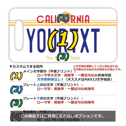 【ラゲッジタグ】カリフォルニア1980's/オリジナルアメリカナンバープレート型・おしゃれ ・紛失防止タグ PL8HERO
