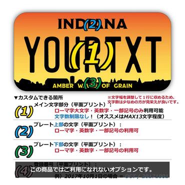 【ステッカー】インディアナ1993/オリジナルアメリカナンバープレート型・耐水・耐候・屋外OK