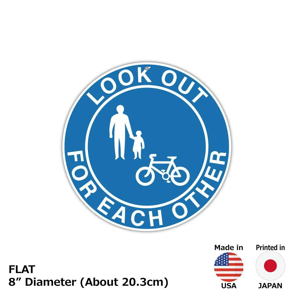 【丸形看板】標識・青・歩行者＆自転車道路/アメリカ製オリジナル看板(直径約20cm) PL8HERO