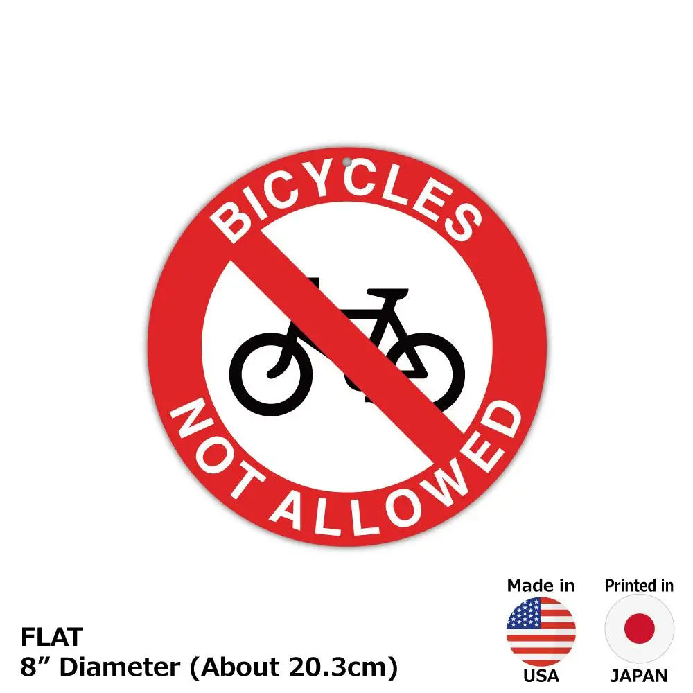 【丸形看板】標識・赤・自転車進入禁止/アメリカ製オリジナル看板(直径約20cm) PL8HERO