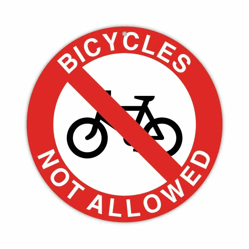 【丸形看板】標識・赤・自転車進入禁止/アメリカ製オリジナル看板(直径約20cm) PL8HERO