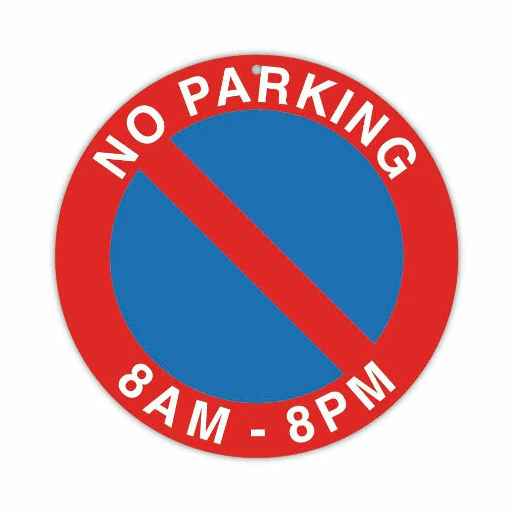 【丸形看板】標識・赤青・駐車禁止/アメリカ製オリジナル看板(直径約20cm) PL8HERO