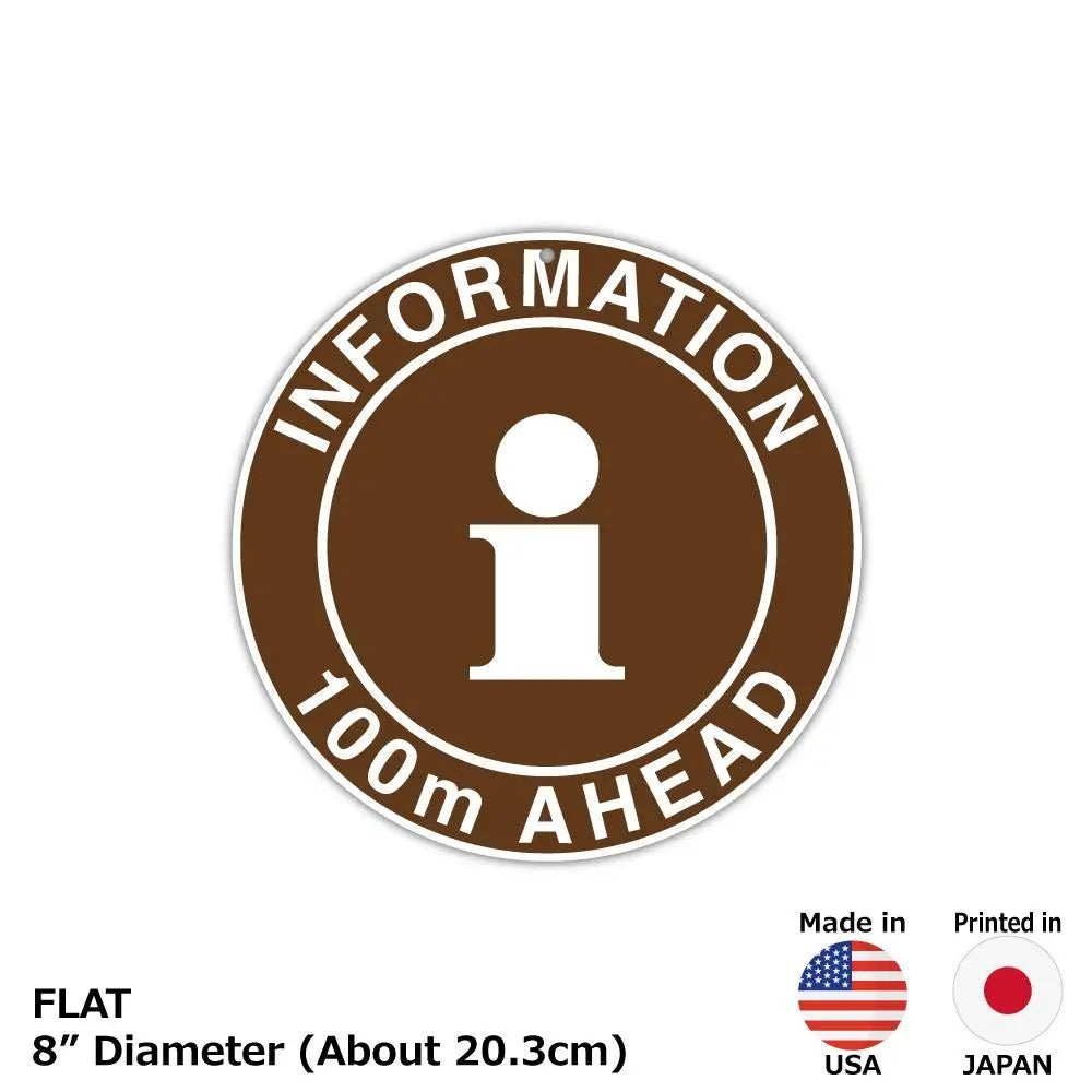 【丸形看板】標識・茶・この先インフォメーション/アメリカ製オリジナル看板(直径約20cm) PL8HERO