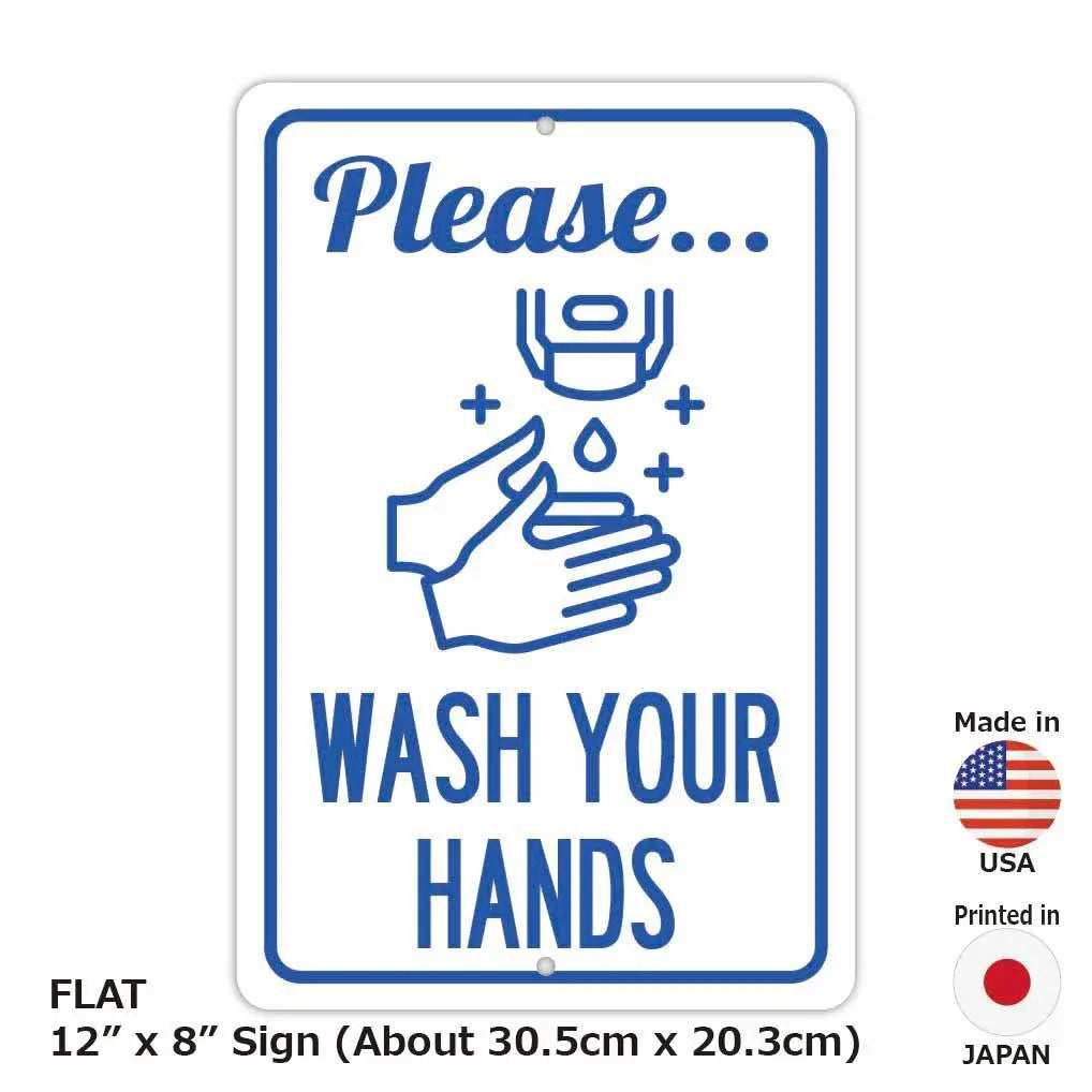 【長方形看板】手洗い/アメリカ製オリジナル看板(約20x30cm) PL8HERO