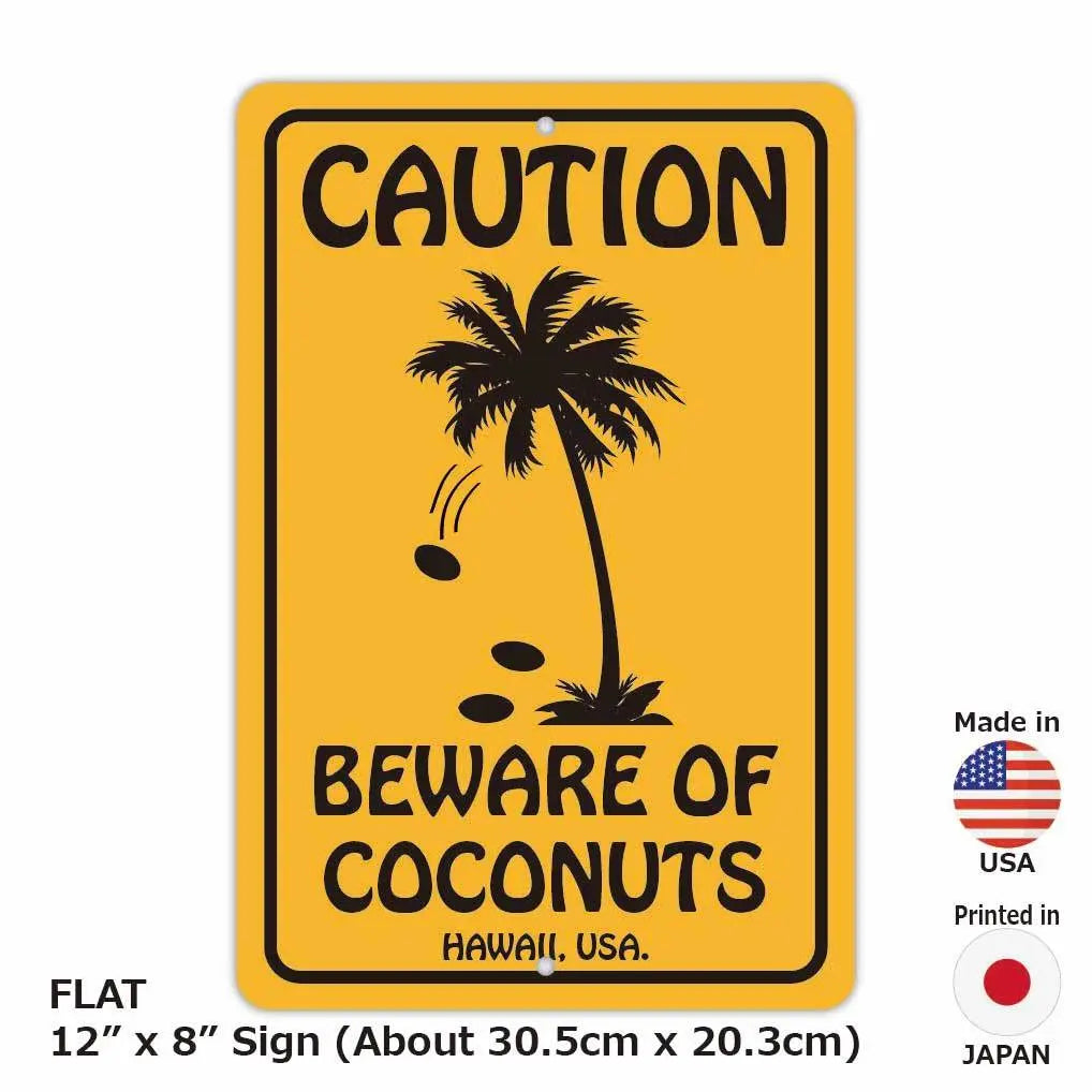 【長方形看板】ココナッツ落下注意/アメリカ製オリジナル看板(約20x30cm) PL8HERO