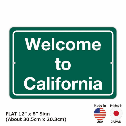 【長方形看板】カリフォルニアへようこそ/アメリカ製オリジナル看板(約20x30cm) PL8HERO