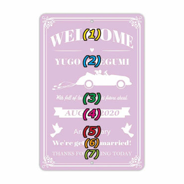 [Rectangular signboard] Wedding welcome board, car pink / original signboard made in the United States (about 20x30 cm)