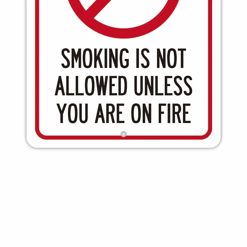 【長方形看板】禁煙 / 自身が燃えていない限り、煙を出す事禁止/アメリカ製オリジナル看板(約20x30cm) PL8HERO
