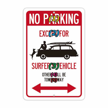 [Rectangular signboard] Parking prohibited except for surfers / Original signboard made in the United States (approx. 20x30 cm)