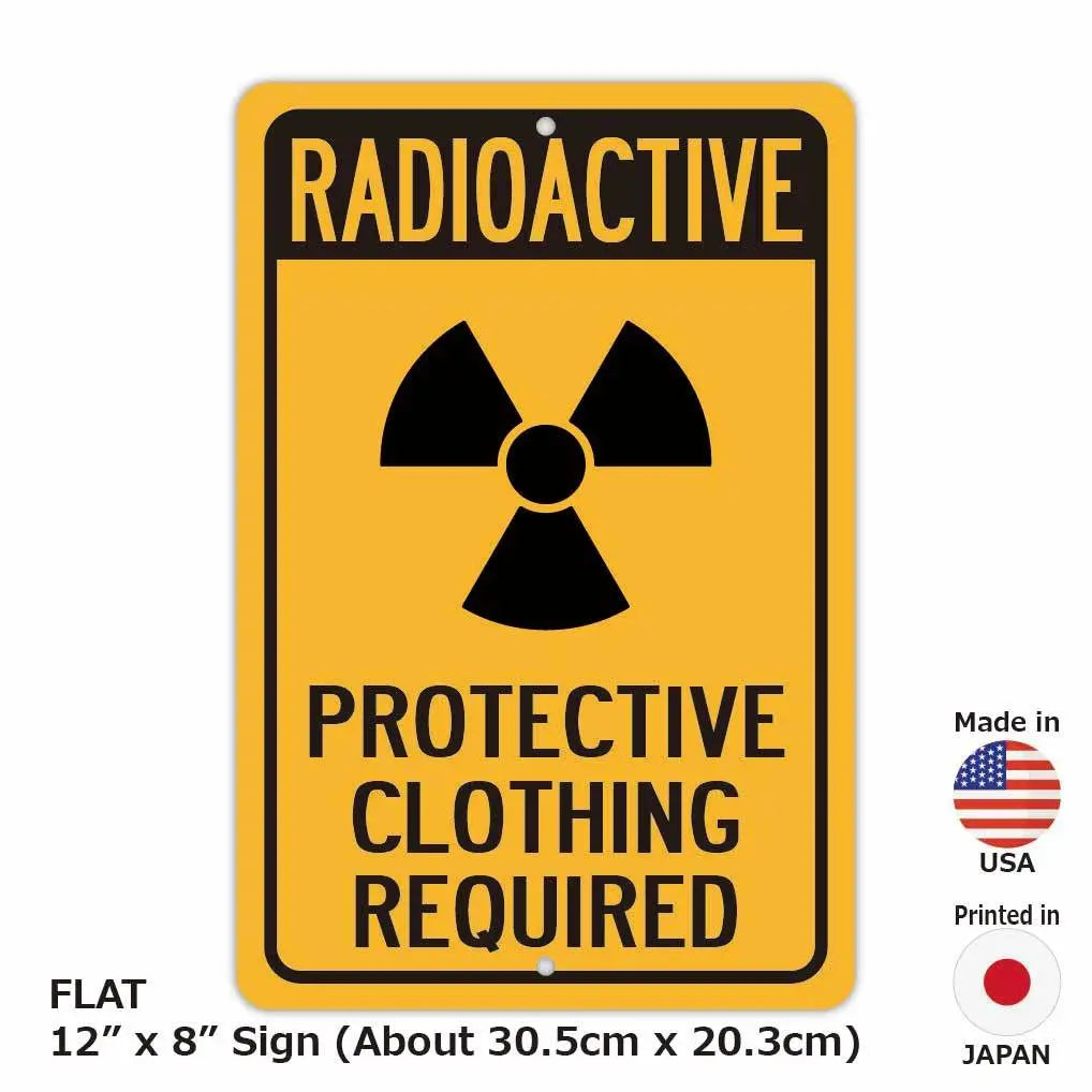 【長方形看板】放射線注意 / 防護服必須/アメリカ製オリジナル看板(約20x30cm) PL8HERO