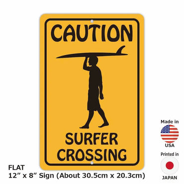 [Rectangular signboard] Crossing surfers / Original signboard made in the United States (approx. 20x30cm)