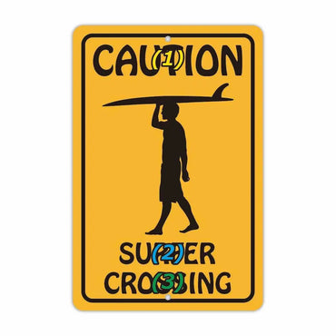 [Rectangular signboard] Crossing surfers / Original signboard made in the United States (approx. 20x30cm)