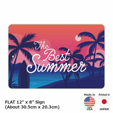 [Rectangular signboard] Palm tree / sunset / American original signboard (approx. 20x30cm)