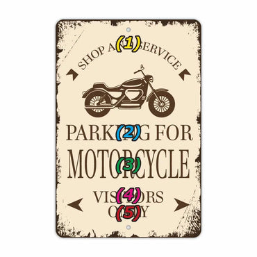 [Rectangular signboard] Classic parking sign / motorcycle / American original signboard (approx. 20x30cm)