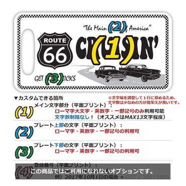 [Luggage tag] Route 66 / White / Original American license plate type / Fashionable / Loss prevention tag