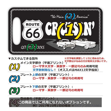 [Luggage tag] Route 66 / Black / Original American license plate type / Fashionable / Loss prevention tag