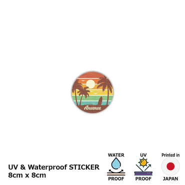 [Sticker] Round sticker, palm tree, brown / original characters, water resistant, weather resistant, outdoor OK