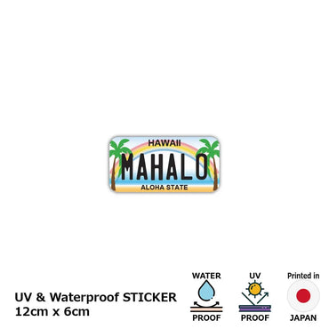 [Sticker] Hawaii / Palm Tree / Original American License Plate Type / Water Resistant / Weatherproof / Outdoor OK