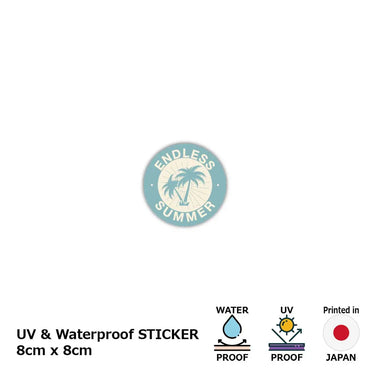 [Sticker] Round sticker, palm tree, turquoise / original characters, water resistant, weather resistant, outdoor OK