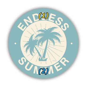 [Sticker] Round sticker, palm tree, turquoise / original characters, water resistant, weather resistant, outdoor OK